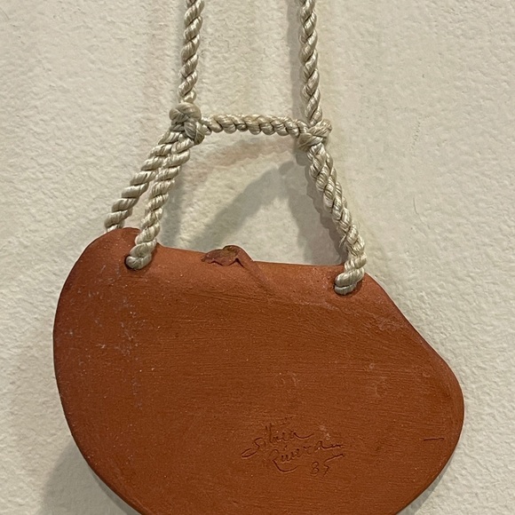 Handmade Clay Pottery Pendant Necklace Silvia Rivera 1985 - Picture 4 of 7